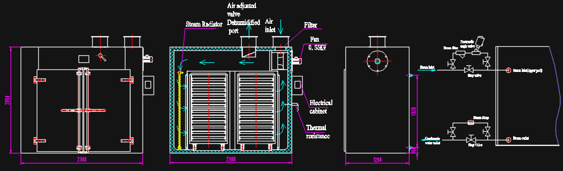 熱風循環乾燥炉 CT-Cシリーズ外形寸法図