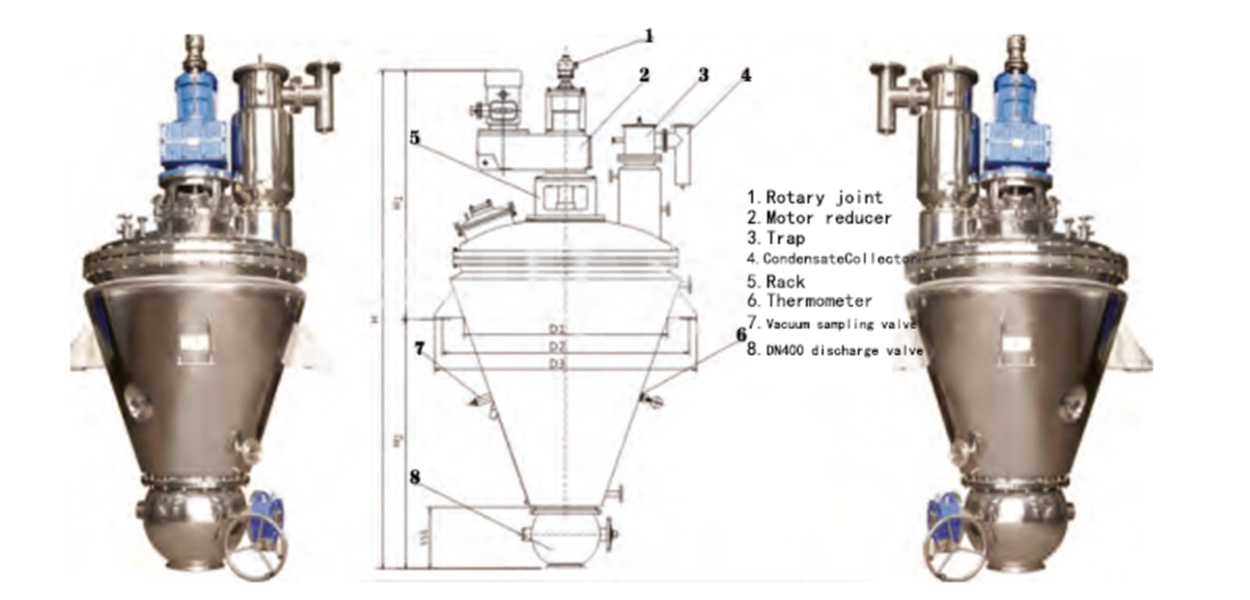 Vertical single-conical ribbon dryer